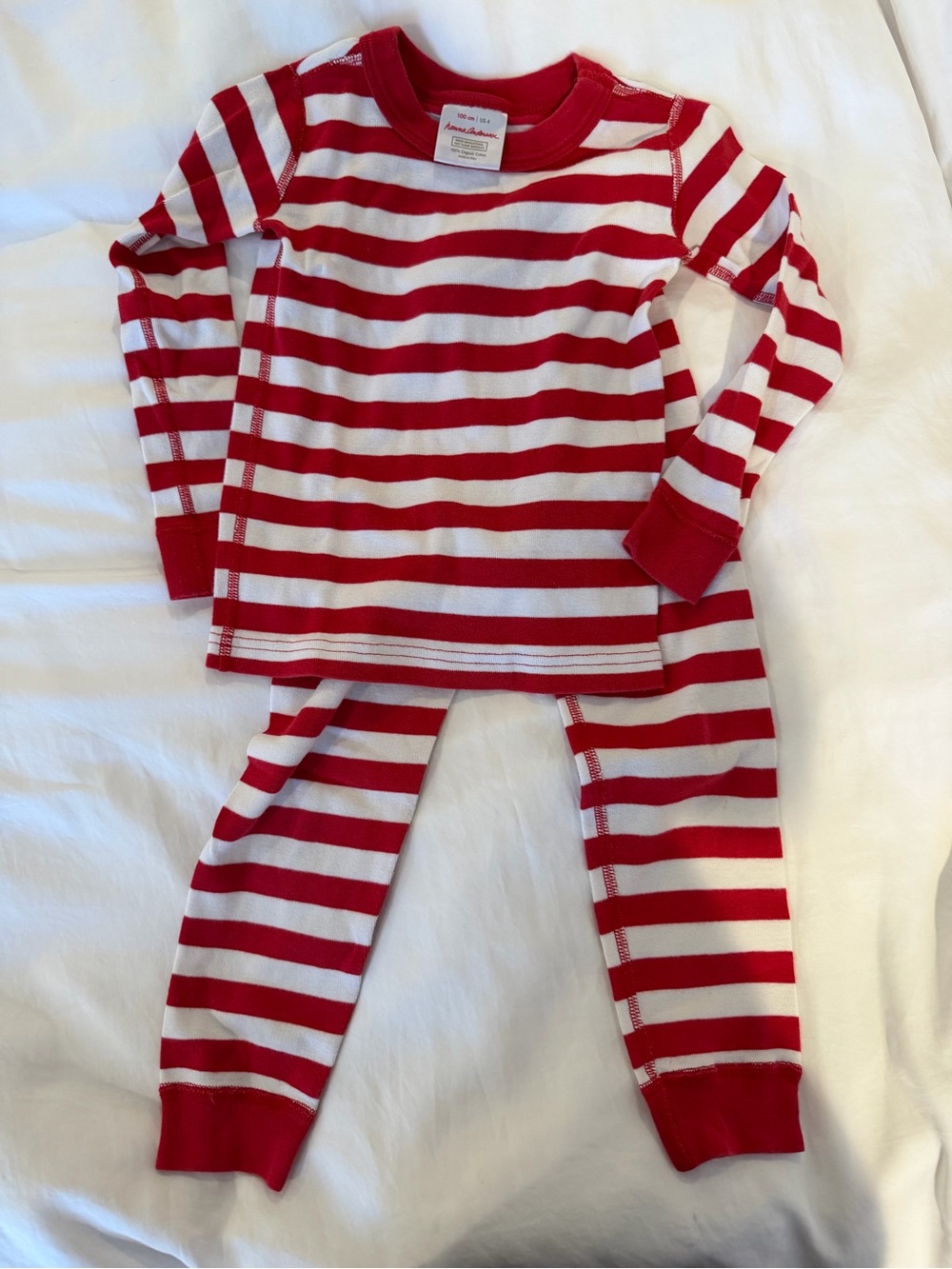EUC Hanna Andersson Red & White Stripe Pajama Set - 100/4T